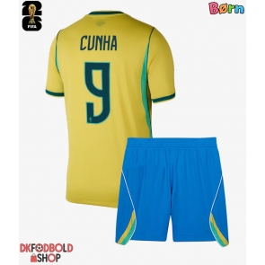 Brasilien Matheus Cunha #9 Hjemmebanesæt Børn VM 2026 Kort ærmer (+ korte bukser)
